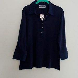 Navy 3/4 sleeve cotton top